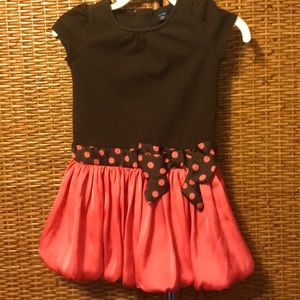 babyGAP Girls 3T Brown/pink dress w/polka dot bow